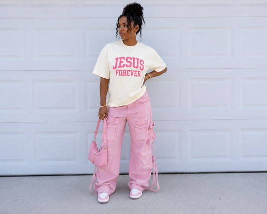 Jesus Forever Authentic Tee-Pink
