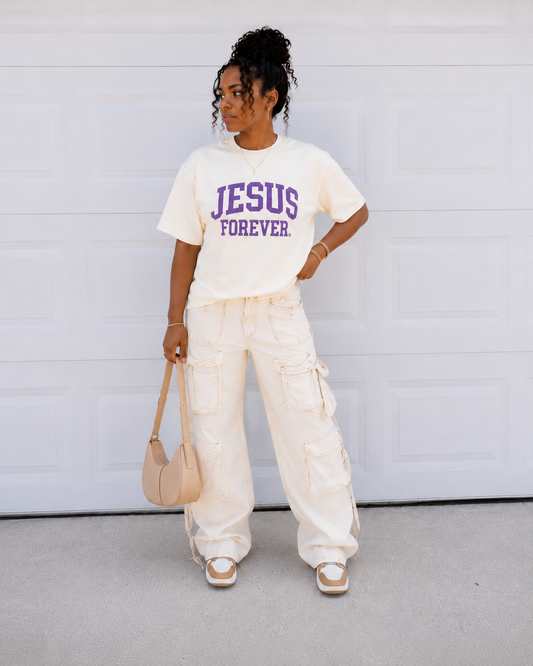 Jesus Forever Authentic Tee-Purple
