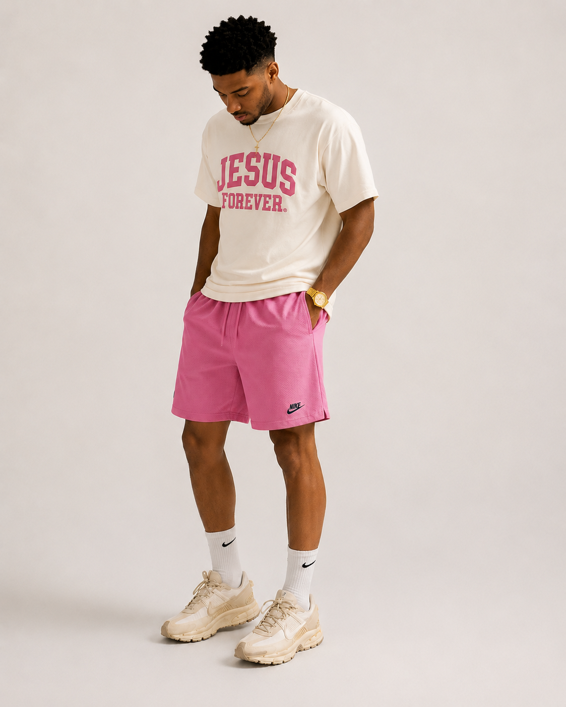 Jesus Forever Authentic Tee-Pink